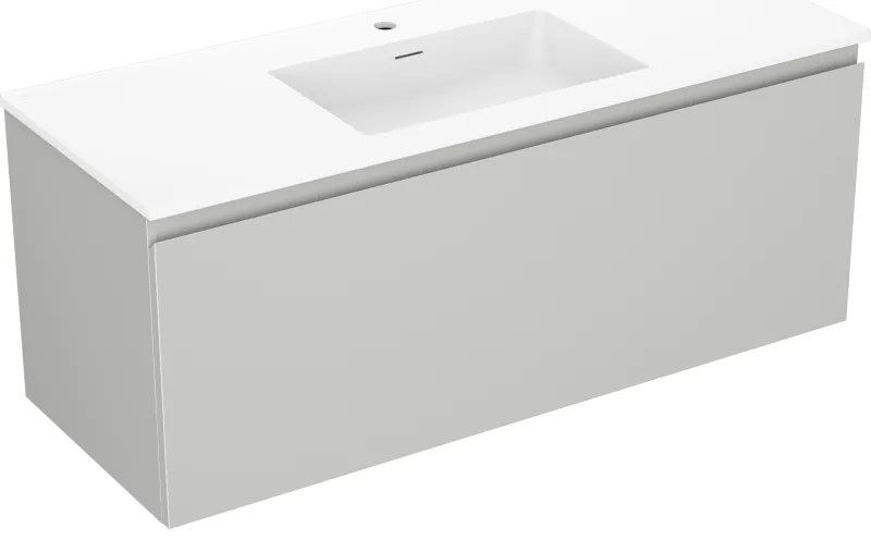 Mexen Orio, kúpeľňová skrinka 120 cm s umývadlom Otis, 1 zásuvka, šedá matná/biela matná, 91A10-12047-1-BF62-W18M01