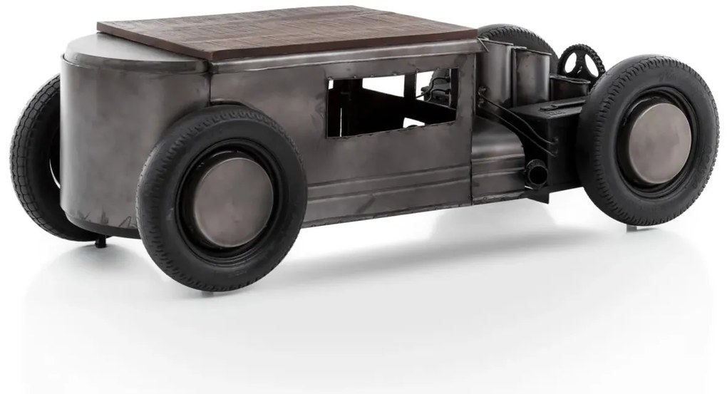 furniture-nabytek.cz - Masívny konferenčný stolík Car z mangového dreva a kovu, lakovaný, čierny – 160×65×50 cm