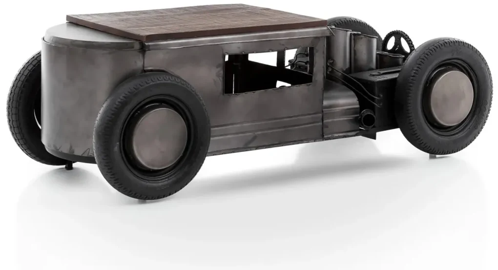 furniture-nabytek.cz - Masívny konferenčný stolík Car z mangového dreva a kovu, lakovaný, čierny – 160×65×50 cm