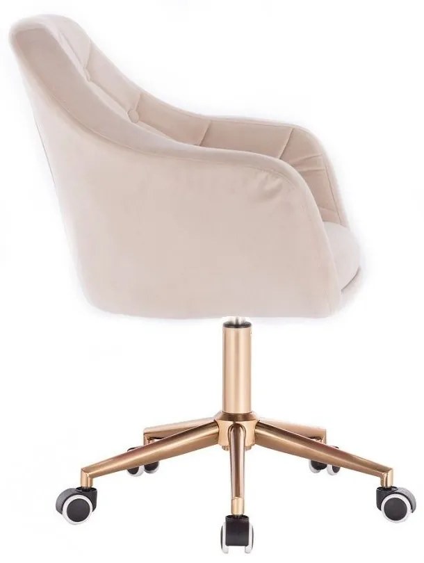 LuxuryForm DESIGN Kreslo ANDORA VELUR na zlatej podstave s kolieskami - krémové