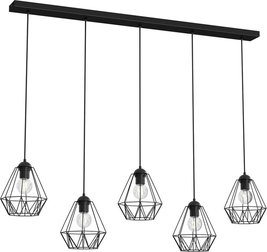 Luster na lanku BERGEN 5xE27/60W/230V čierna