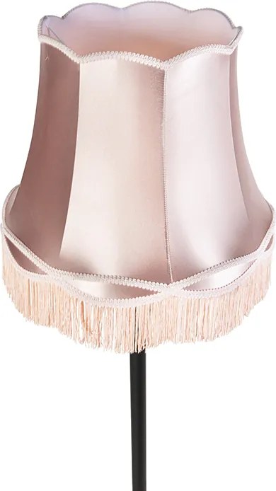 Stojaca lampa čierna s tienidlom v štýle babičky ružovej farby - Classico