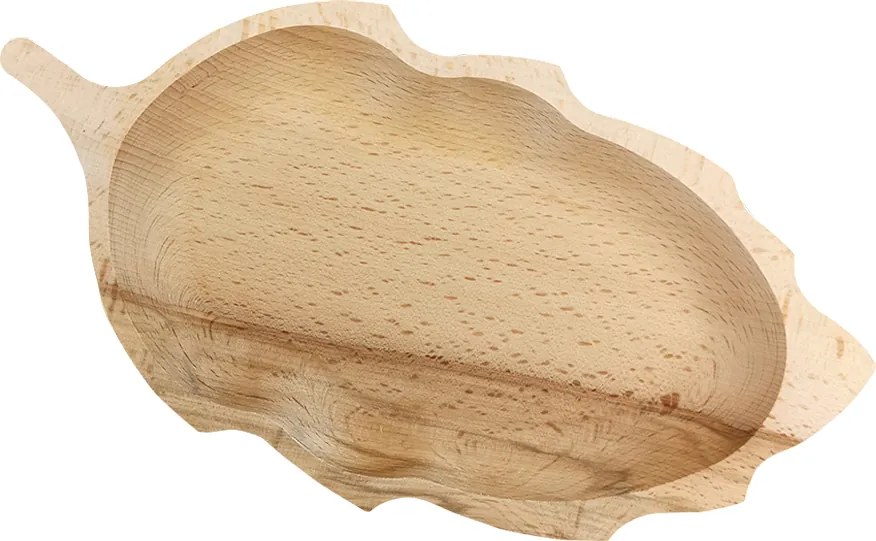 AMADEA Drevená miska list, masívne drevo, 34 cm