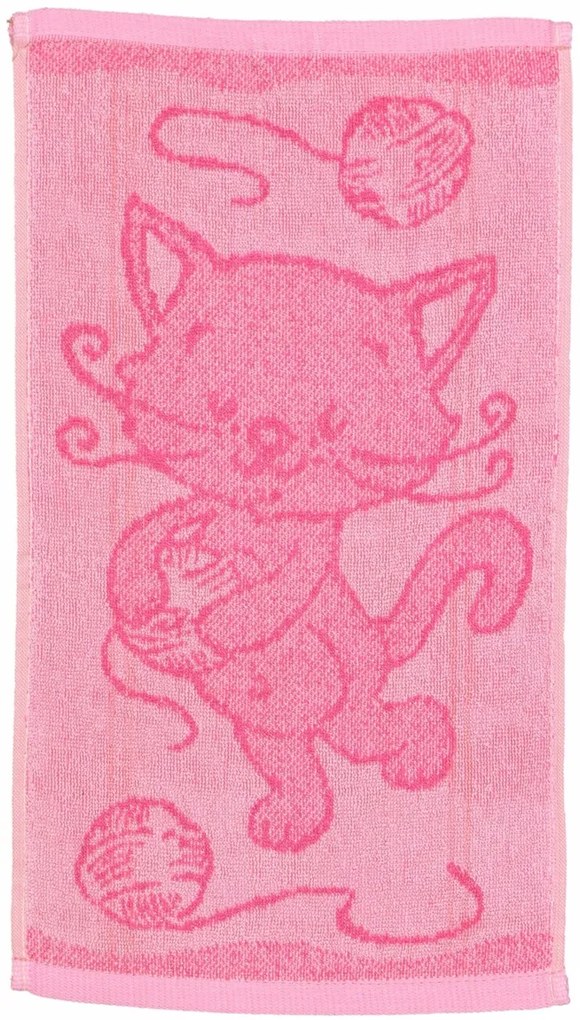 Uterák froté pre deti, Mačička, ružový, 30 x 50 cm