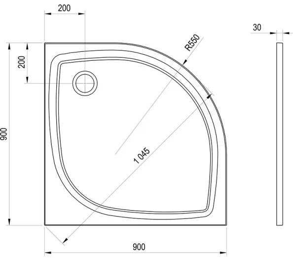 Ravak XA237711010B - Sprchová vanička štvrťkruhová ELIPSO 90x90 cm biela