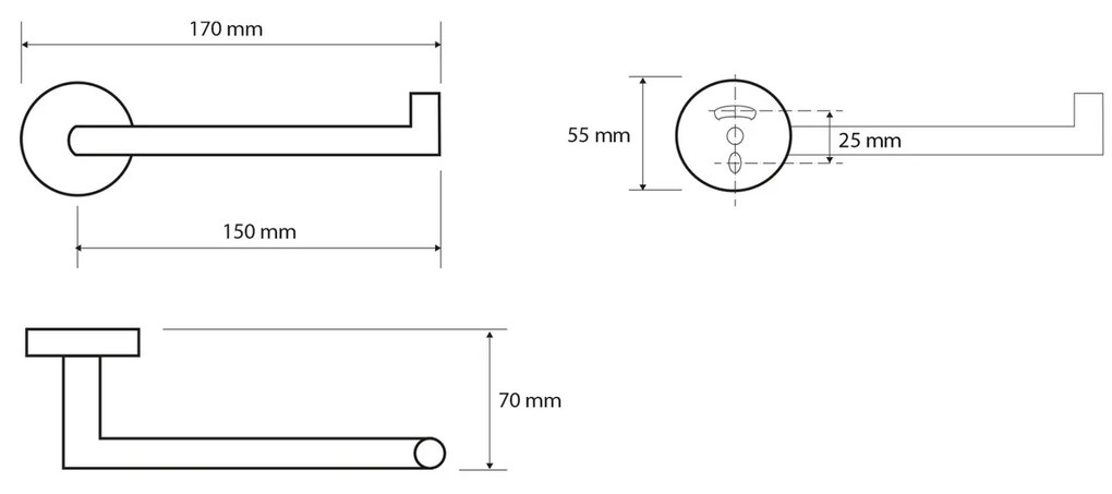 Sapho XR703B X-round Black držiak toaletného papiera, čierna