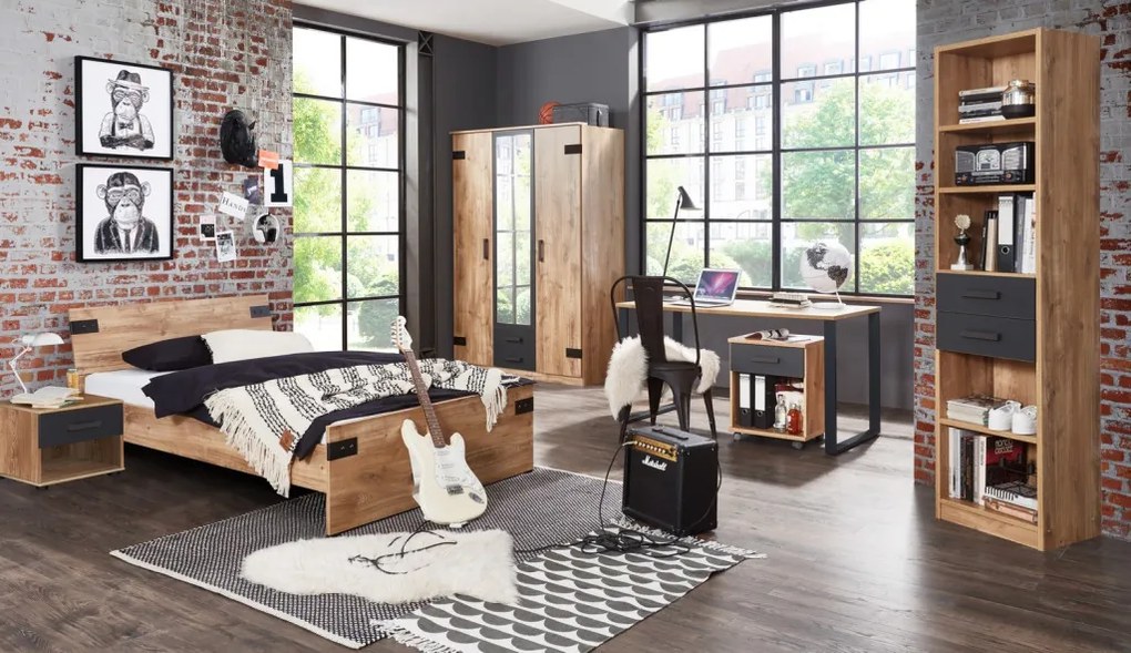 Posteľ Liverpool 140x200 cm, dub