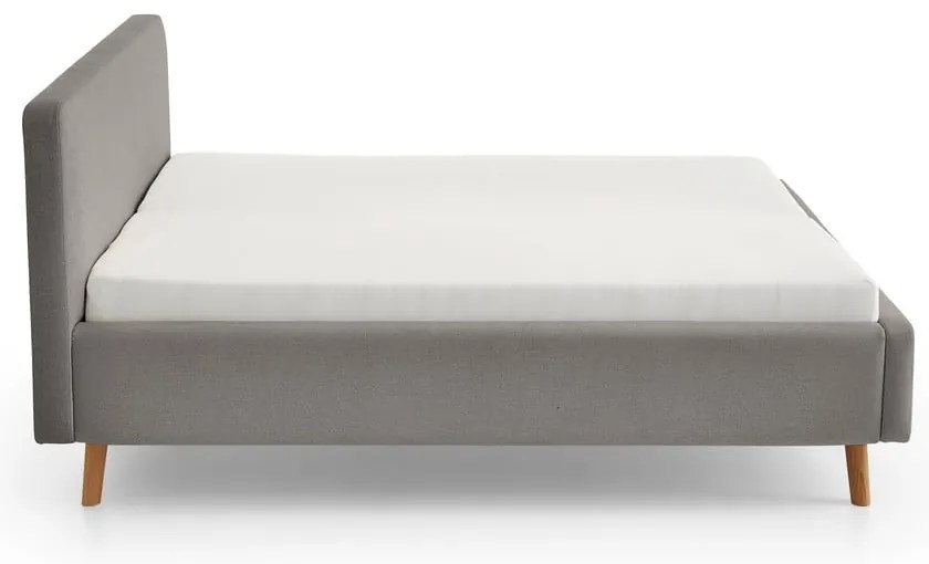 Sivá čalúnená dvojlôžková posteľ s úložným priestorom s roštom 180x200 cm Mattis – Meise Möbel