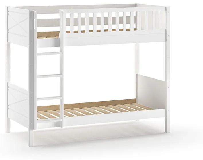 Detská poschodová posteľ z masívu a MDF Scott borovica biela 175cm 90x200cm