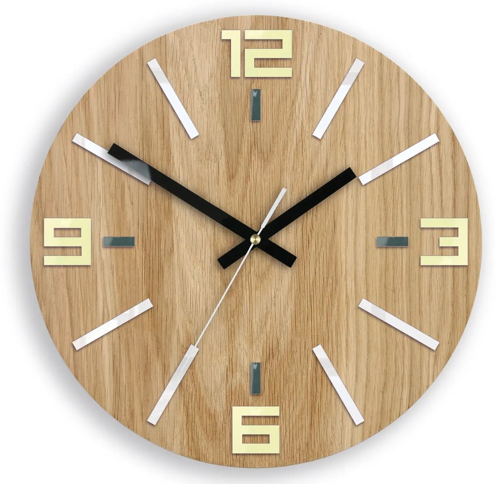 Dřevěné nástěnné hodiny Dexi 33 cm dub přírodní