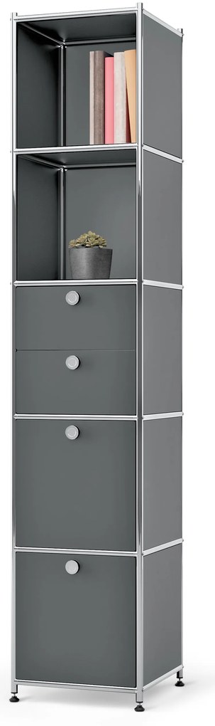 Kovová skrinka »CN3« s 2 výklopnými priečinkami a 2 zásuvkami, sivá