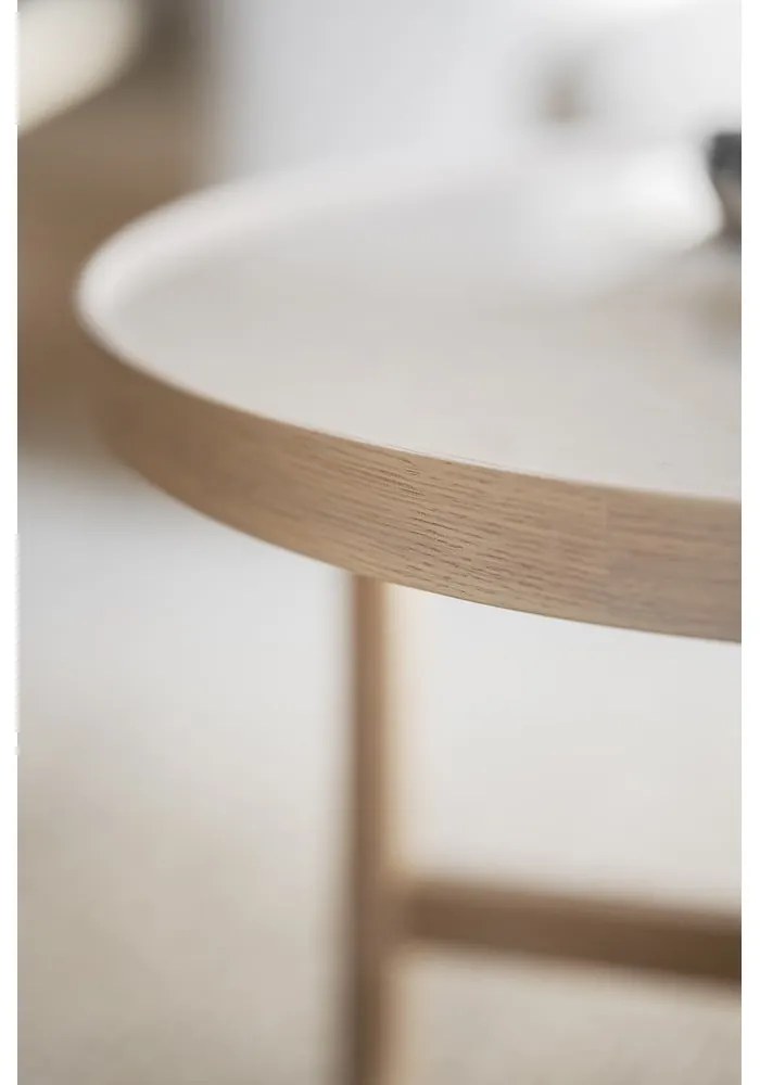 Okrúhly konferenčný stolík s keramickou doskou v prírodnej farbe 90x90 cm Marsden – Rowico