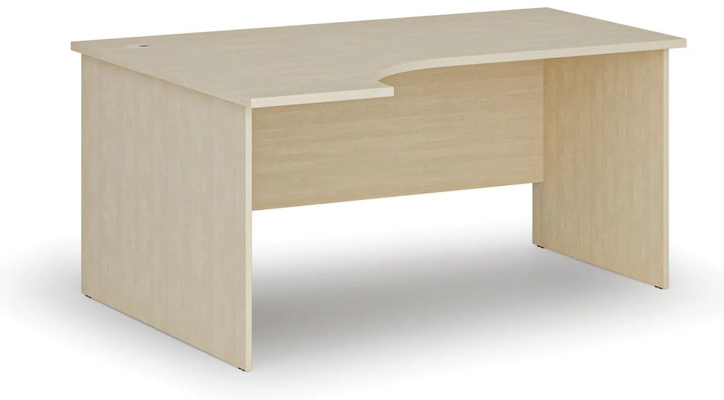 Rohový kancelársky písací stôl PRIMO WOOD, 160x120 cm, ľavý, breza