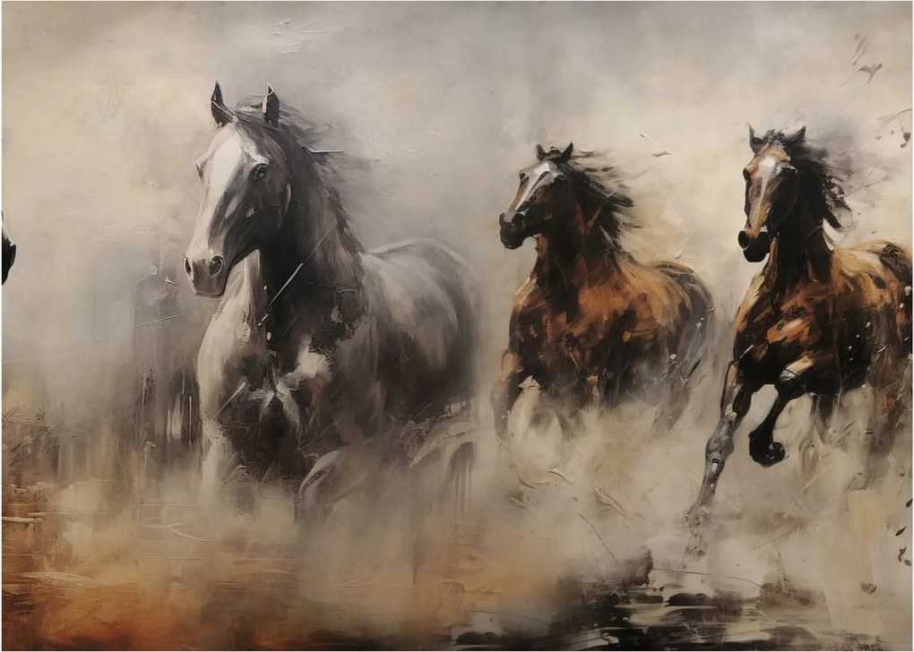 Obraz - Olejomaľba koní (70x50 cm)