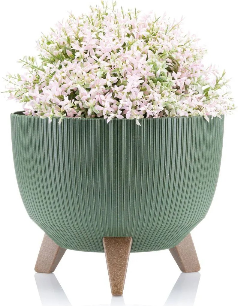 PLASTOVÝ KVETINÁČ ROSA LINEA ECO SADA 2KS 15X24,3 CM+18,3X29,2 CM ZELENÁ