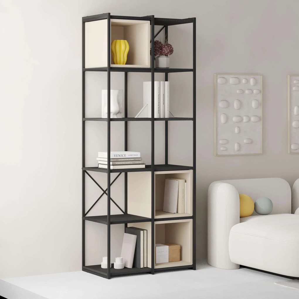 Knižnica Houseland Vale Midi čierna/pieskovec