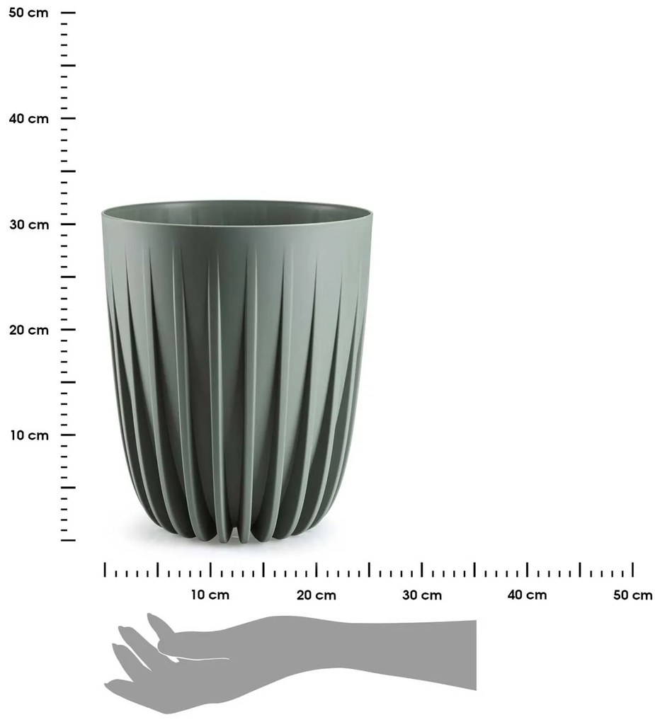 PLASTOVÝ KVETINÁČ STRIPPED 25X30 CM ZELENÁ