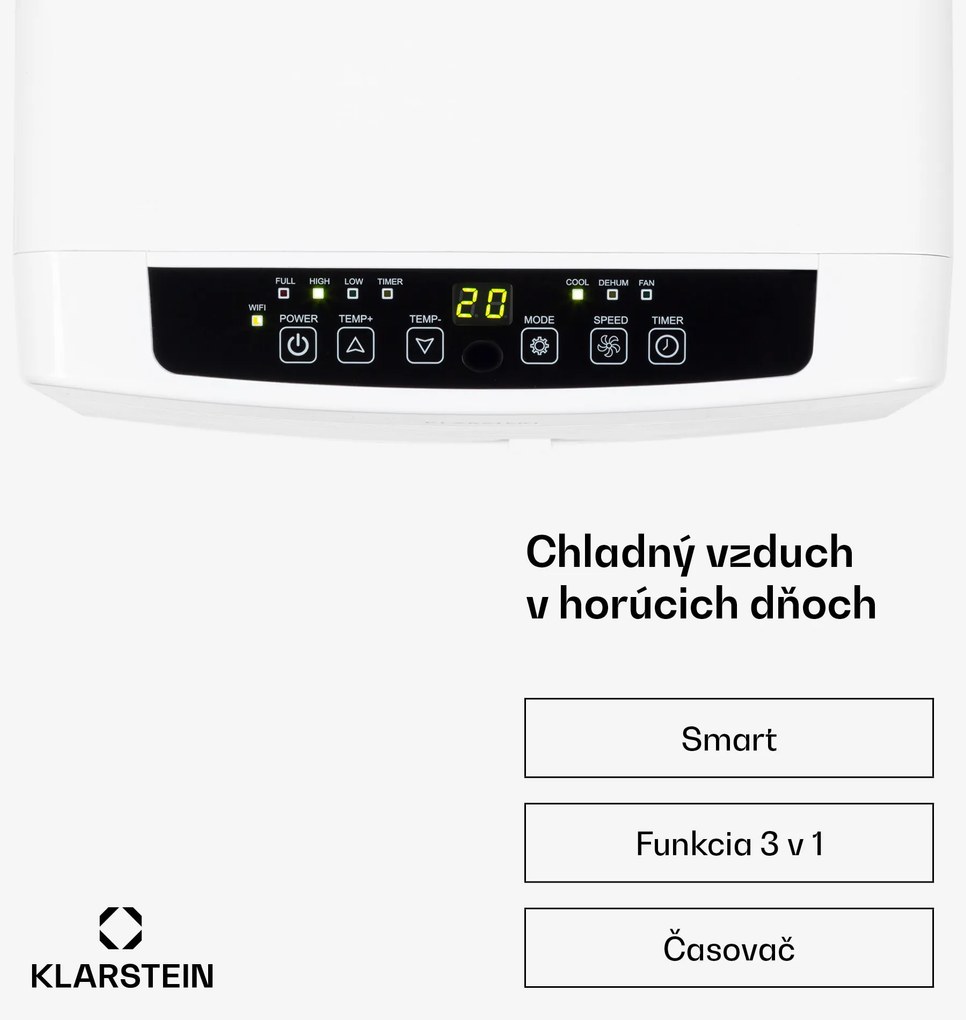 Klarstein Iceblock Ecosmart 7, mobilná klimatizácia 3 v 1, 7 000 BTU, ovládanie cez aplikáciu, biela