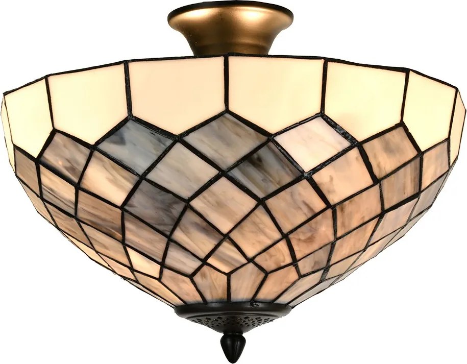Bielo-šedá stropná lampa Tiffany Paulette - Ø 41*24 cm E14/ 2*40W