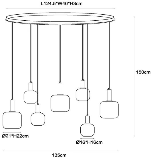 Lucide 45405/07/30 - Luster na lanku ELOISE 7xE27/40W/230V čierna