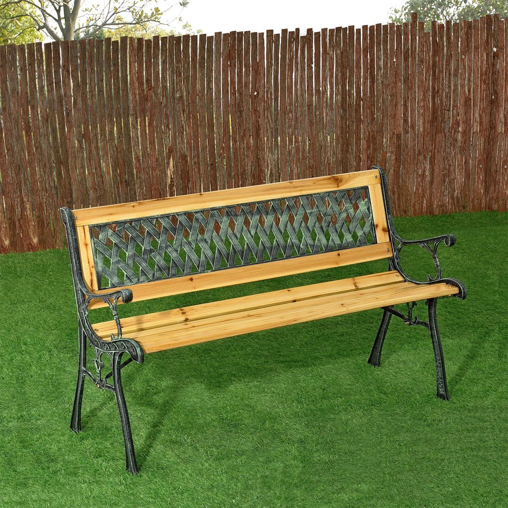 Záhradná lavička Pisa z lakovaného dreva a kovových častí
