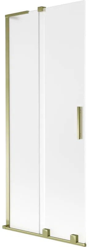 Mexen Velar L, 2-krídlová posuvná vaňová zástena 80 x 150 cm, 8mm sklo námraza, zlatá lesklá, 896-080-003-31-50