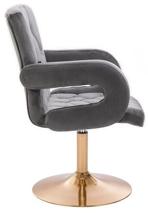 LuxuryForm DESIGN Stolička BOSTON VELUR na zlatom tanieri - sivá