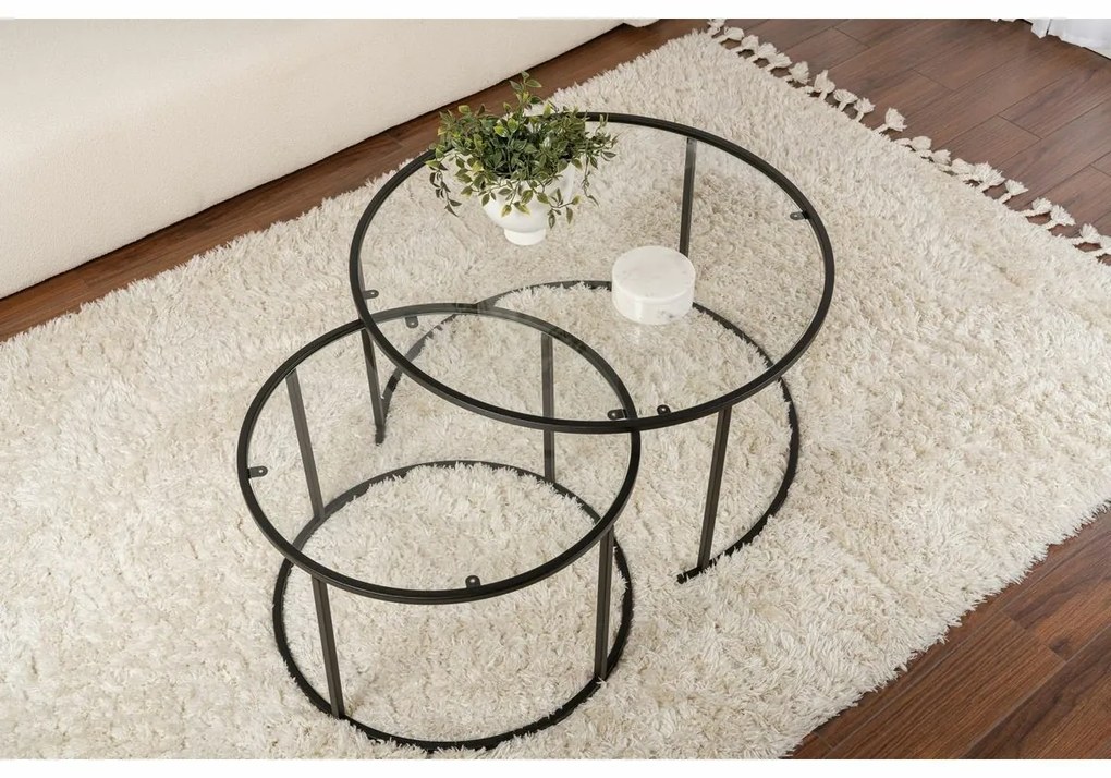 Súprava konferenčných stolíkov Aurum Black 80 cm, 2 ks