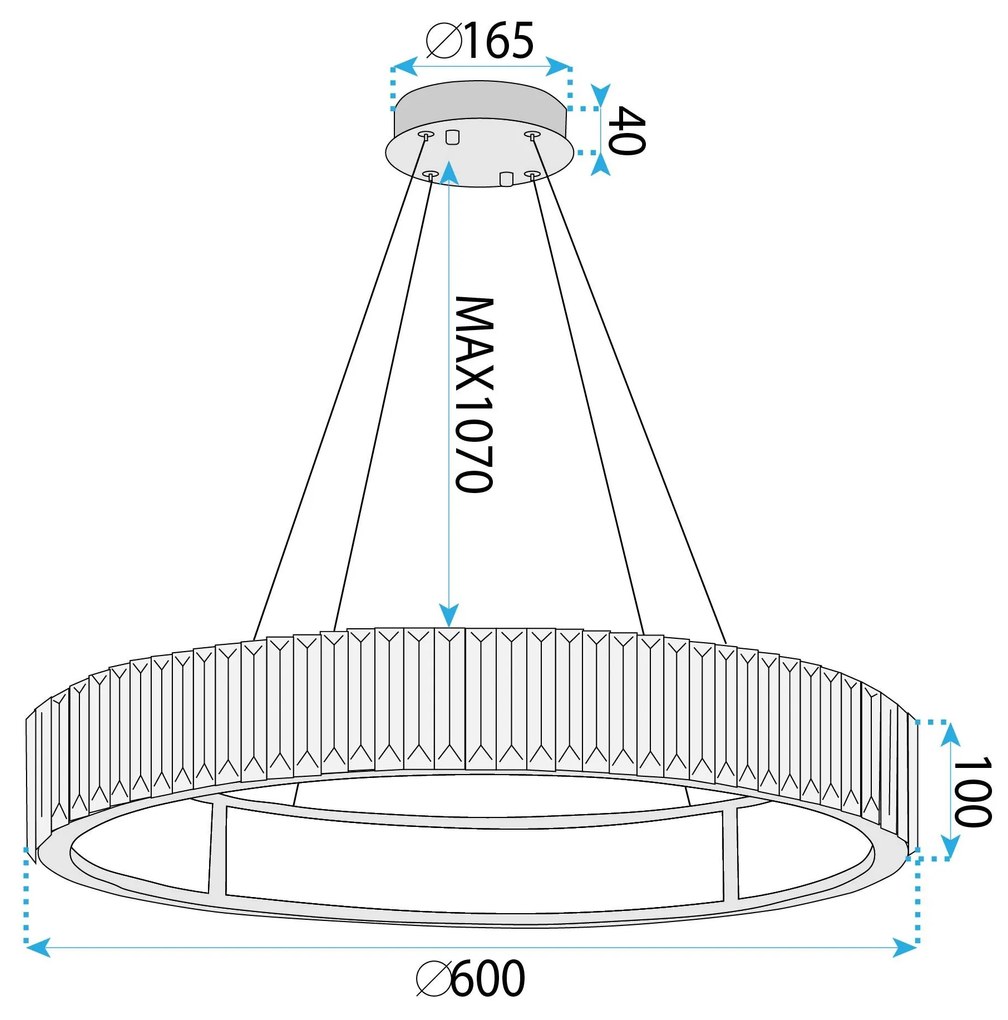 Toolight Toolight, LED stropné svietidlo 60cm + diaľkové ovládanie APP1748-CP, zlatá-priehľadná, OSW-07894
