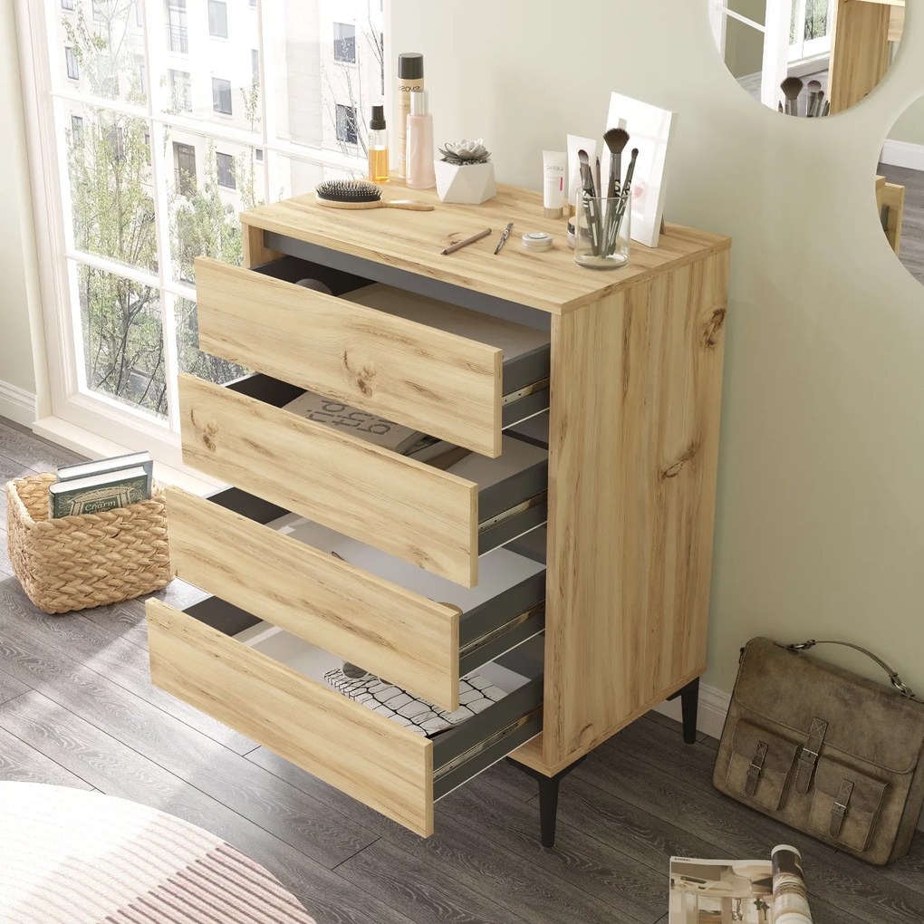 Komoda Houseland Niko dub Wotan/antracitovo šedá