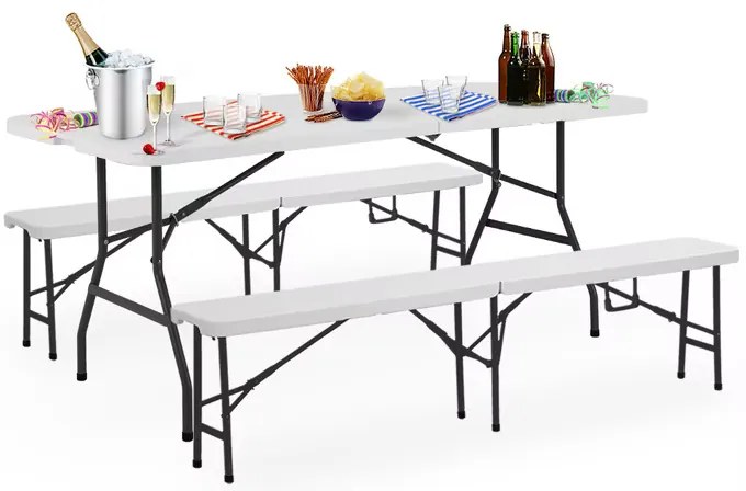 InternetovaZahrada Pivný set 183 cm - biely