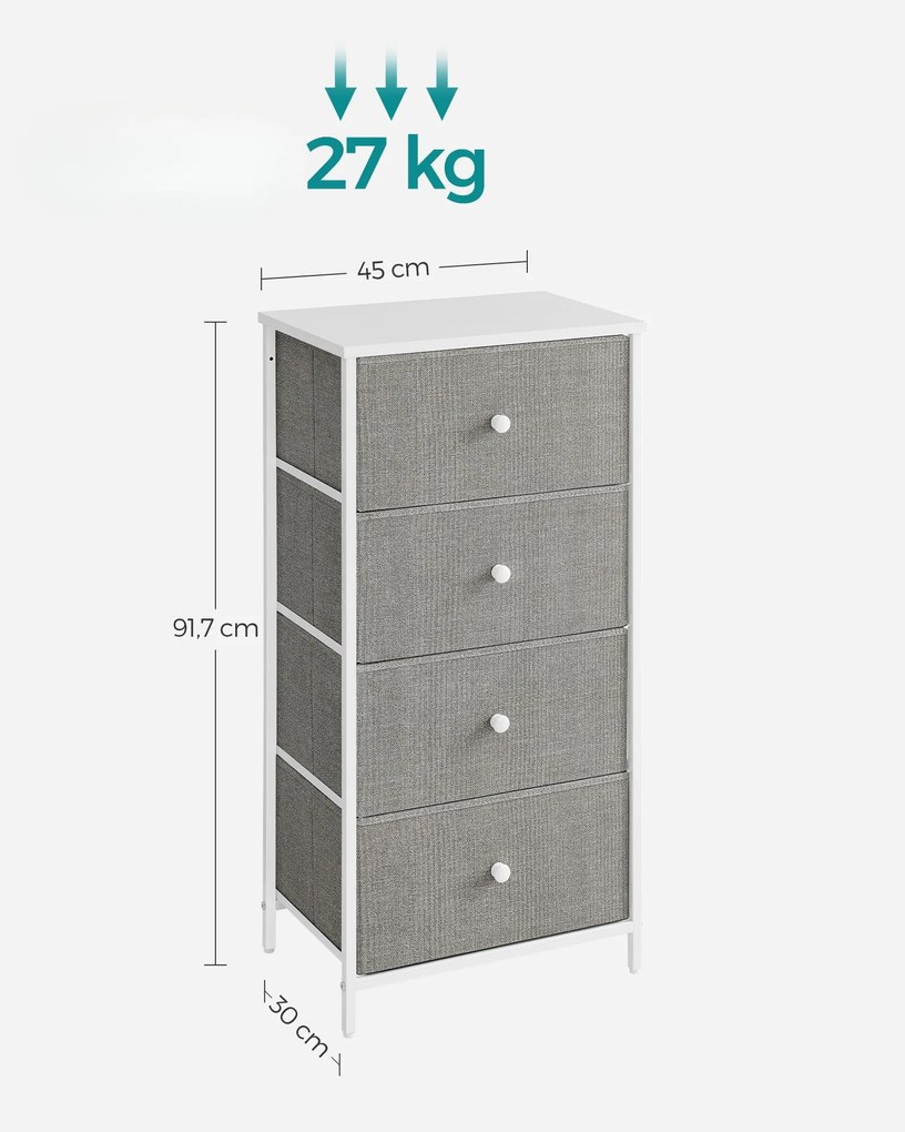 Komoda so zásuvkovými boxmi HESTO 45x91,7 cm, biela/sivá