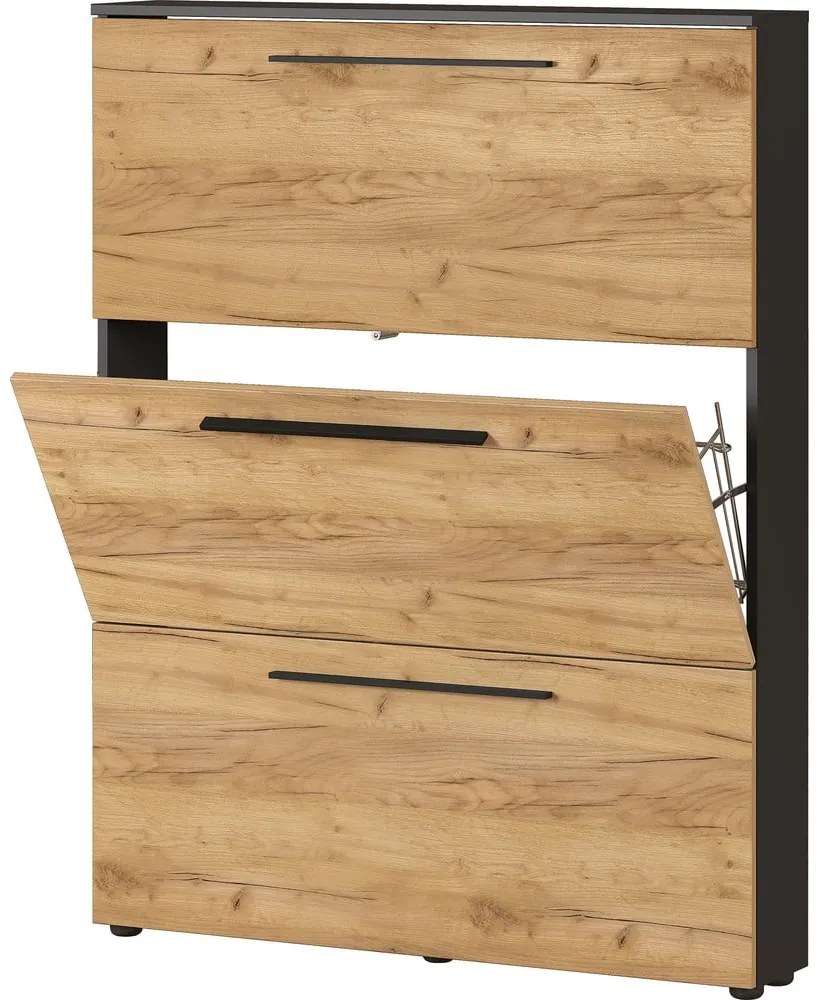 Tmavosivá výklopná skrinka na topánky v dekore duba Wildomar - Germania