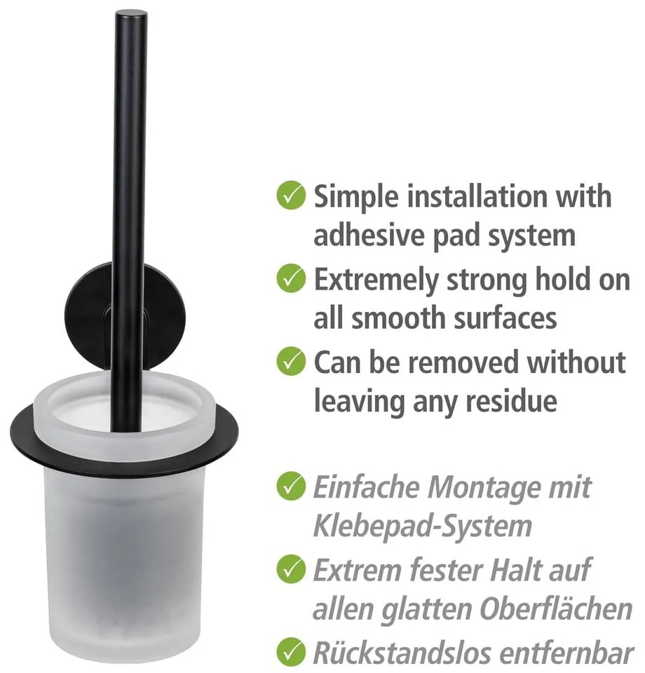 Matne čierna samodržiaca sklenená WC kefa Bivio – Wenko