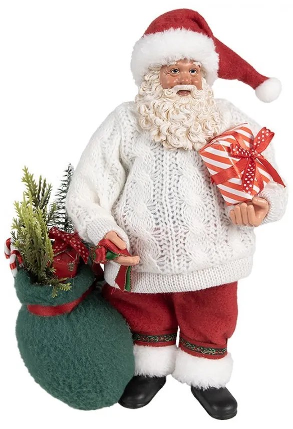 Vianočné dekorácie otec Santa Claus vo svetíku s darčekmi - 18*13*27 cm
