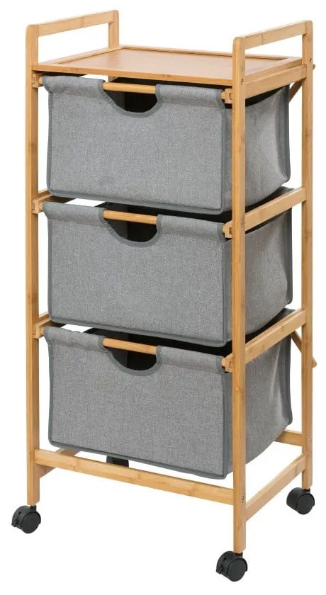Sivo-hnedý bambusový kúpeľňový regál 44x96 cm Bahari - Wenko