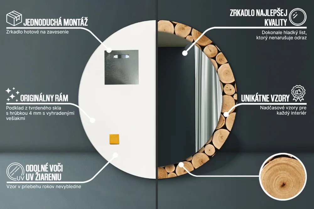 Okrúhle ozdobné zrkadlo Protokoly fi 90 cm