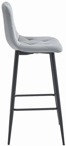 Set štyroch barových stoličiek NADO zamatové strieborné (čierne nohy) 4 ks