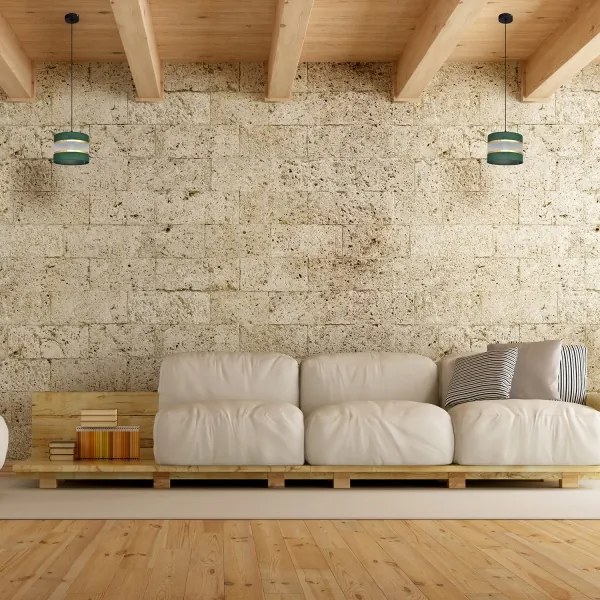 Luster na lanku HELEN 1xE27/15W/230V pr. 20 cm zelená/zlatá