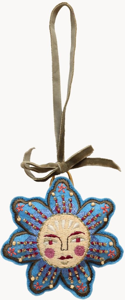 Ručne vyrobené vianočné ozdoby Blue Flower, 2 ks