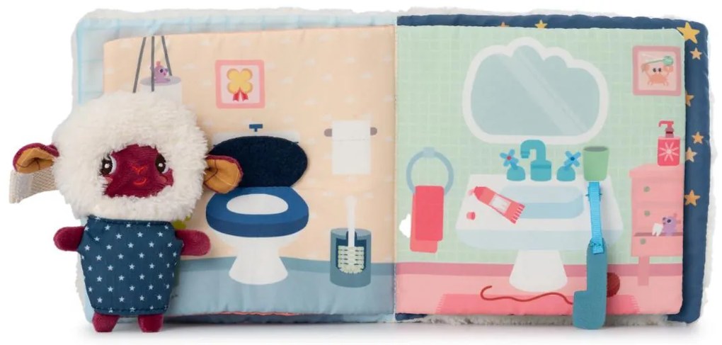 Lilliputiens - textilná knižka s prstovou bábkou - dobrú noc s ovečkou Yvon