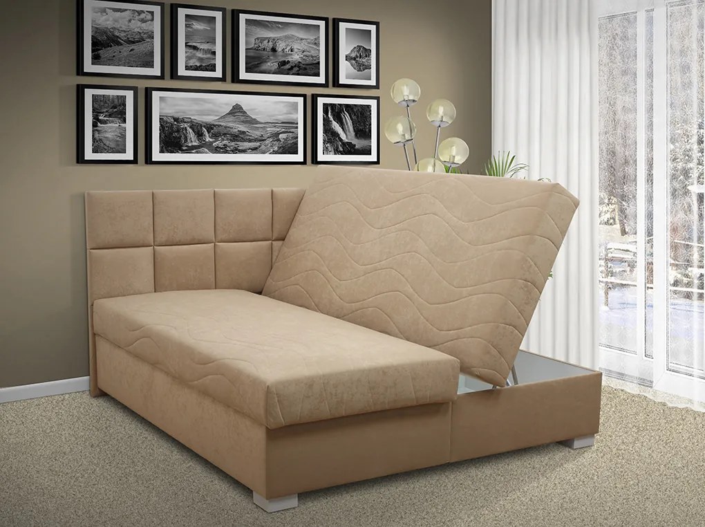 Nabytekmorava Čalúnená posteľ s úložným priestorom Morava 180 peľasť / farba: POLOHOVACÍ / Alova šedá, peľasť / matrac: HR PENA