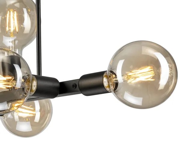 Luster na tyči ASTRID 8xE27/60W/230V čierna