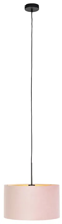 Závesné svietidlo s ružovým zamatovým tienidlom a zlatom 35 cm - Combi
