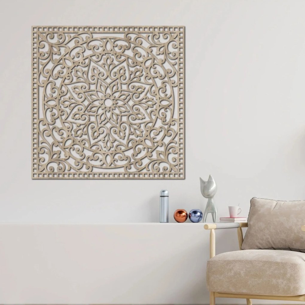 Drevený obraz štvorec orientálna mandala | KVIDO: HDF - Orech Rozmer 30 x 30 cm 4377-80123 HDF0514