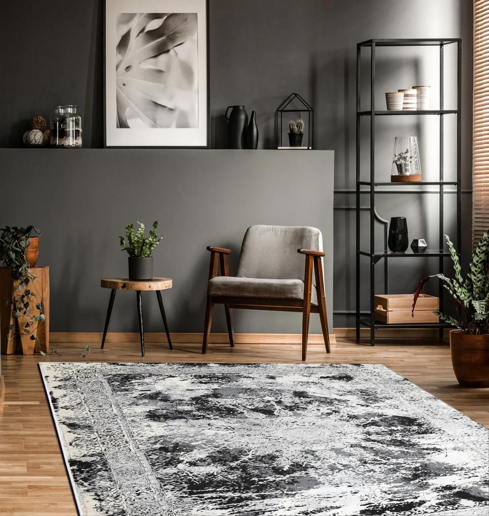 Moderný koberec VINCI 1407 Rozeta vintage - Štrukturálny farba slonoviny / sivá Veľkosť: 140x190 cm