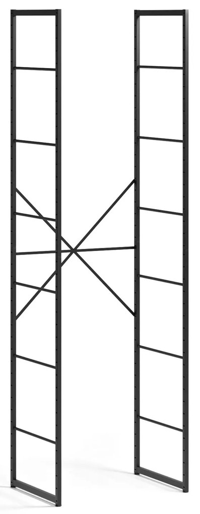 Otvorený šatní základný regál, 600 x 460 x 2020 mm, čierna