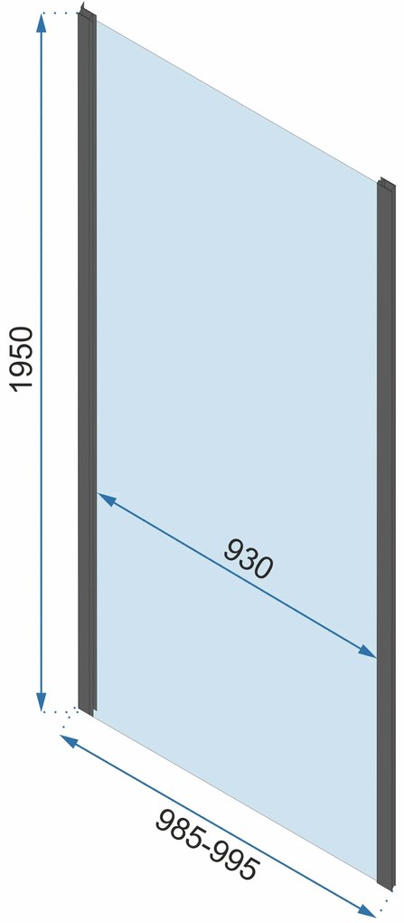 Rea Rapid Slide Wall, 3-stenný sprchovací kút s posuvnými dverami 110 (dvere) x 90 (stena) x 195 cm, 6mm číre sklo, čierny profil, KPL-09878