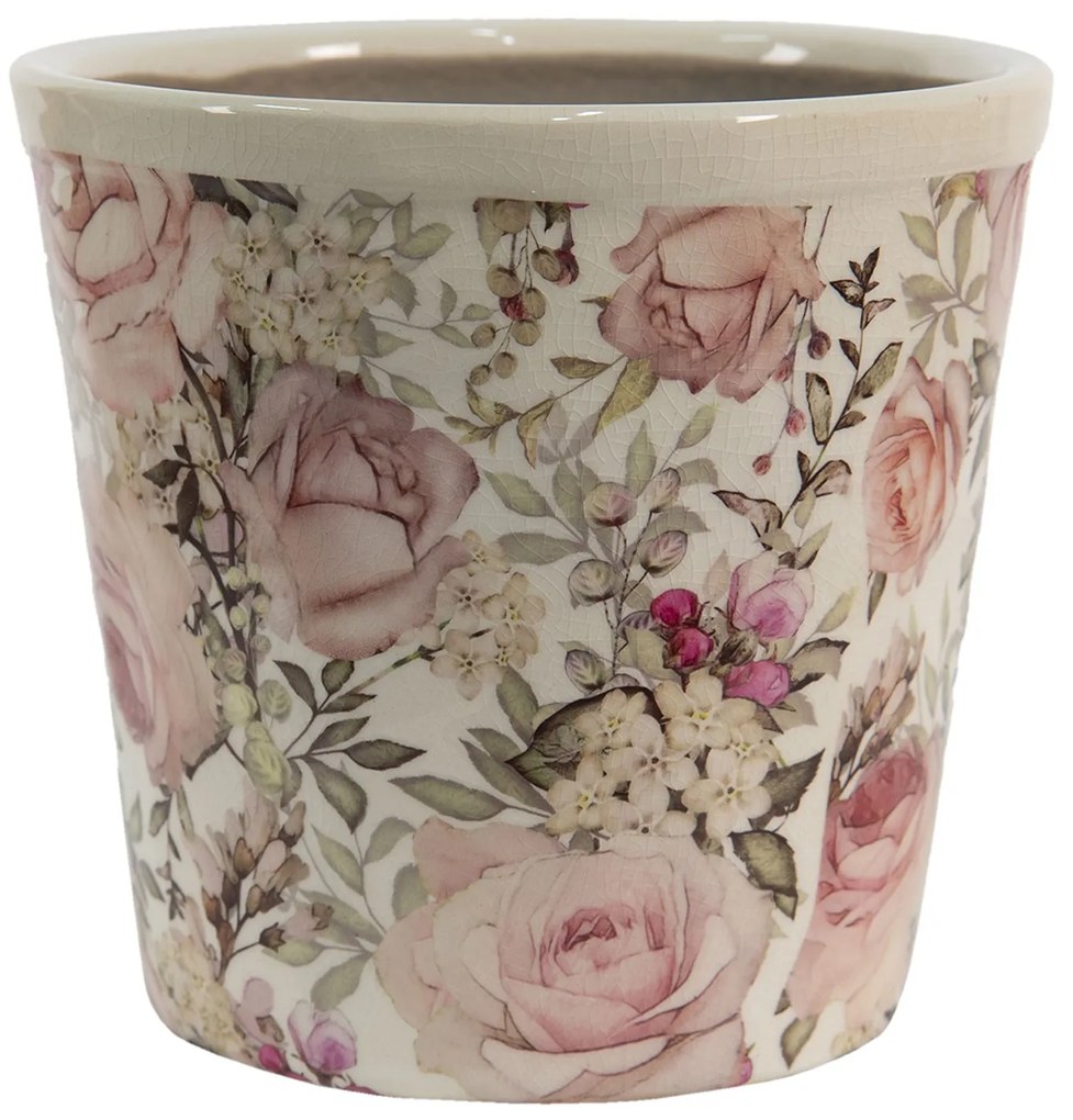 Keramický obal na kvetináč s ružami Rosien S - Ø12*11 cm