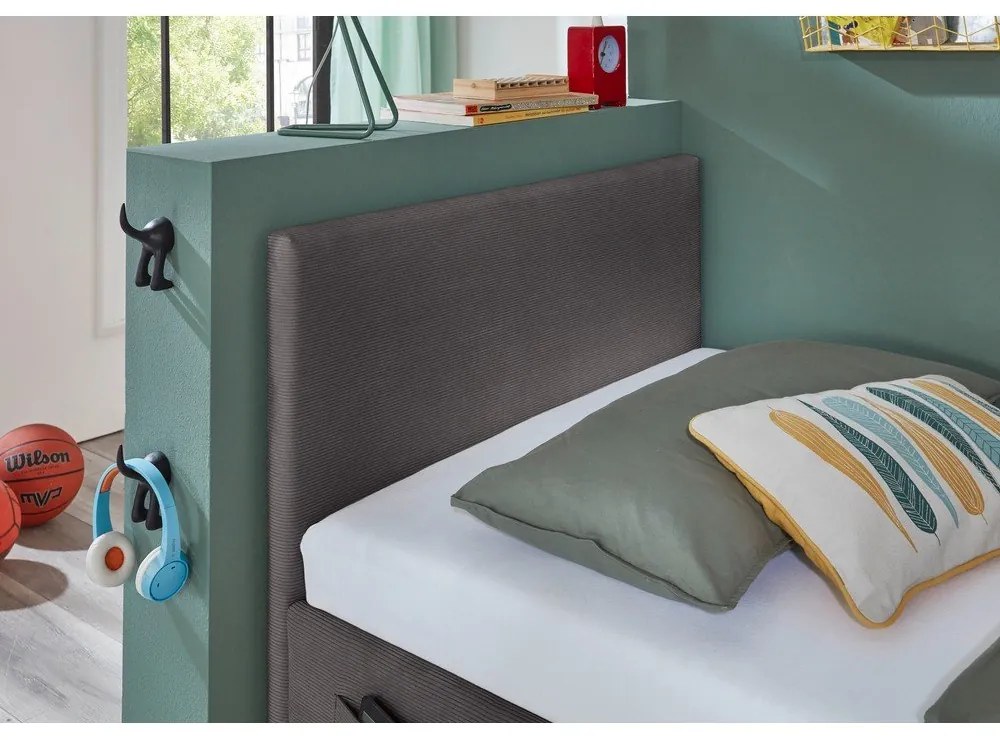 Antracitová čalúnená detská posteľ s úložným priestorom s roštom 90x200 cm Cool – Meise Möbel